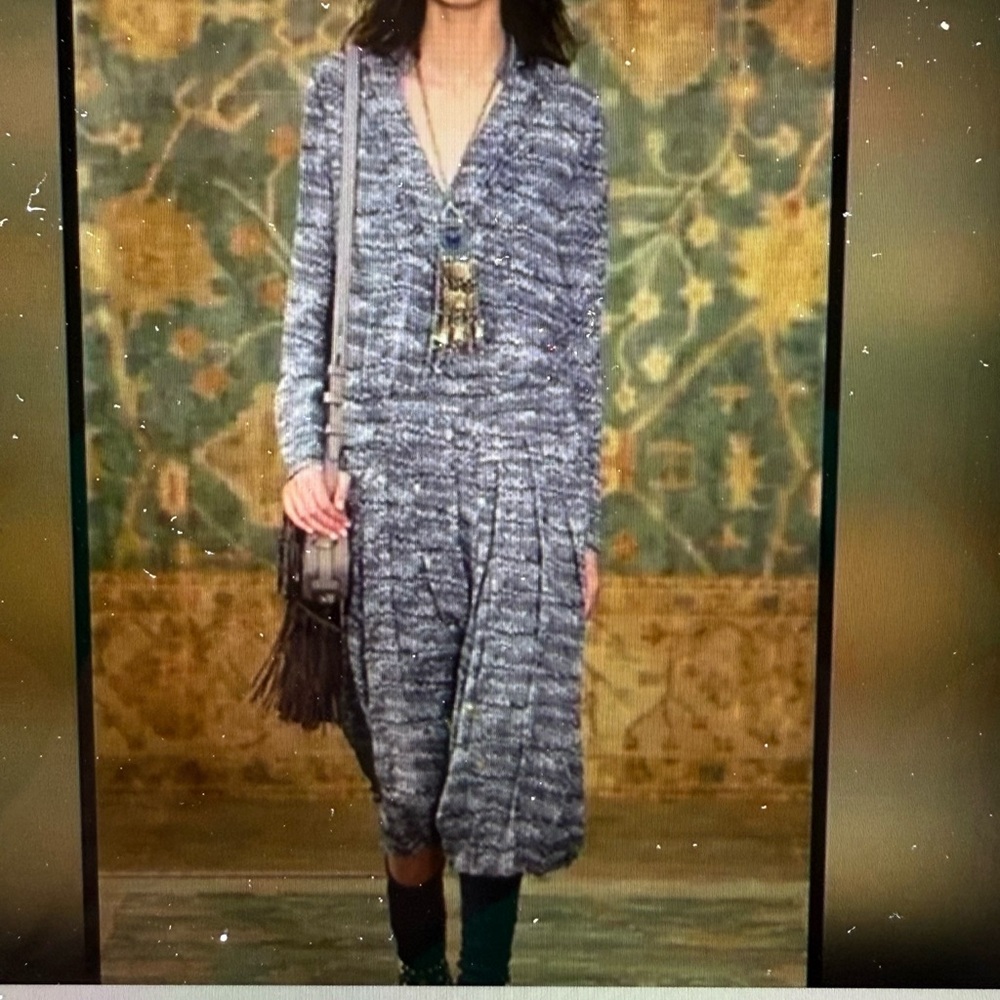 Tory Burch Marble Gray Silk Pleated Dress - Size 8